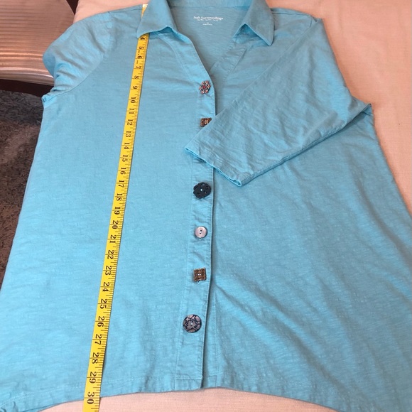 Soft Surroundings Danielle Button Top 3/4 Sleeve Turquoise Size 1X - Picture 14 of 14